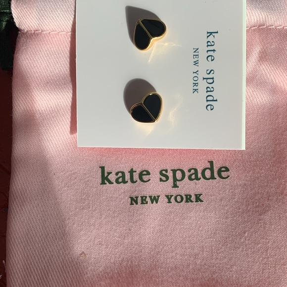 Kate Spade- Heritage Spade Heart Gold Earrings-  Black - Picture 5 of 5
